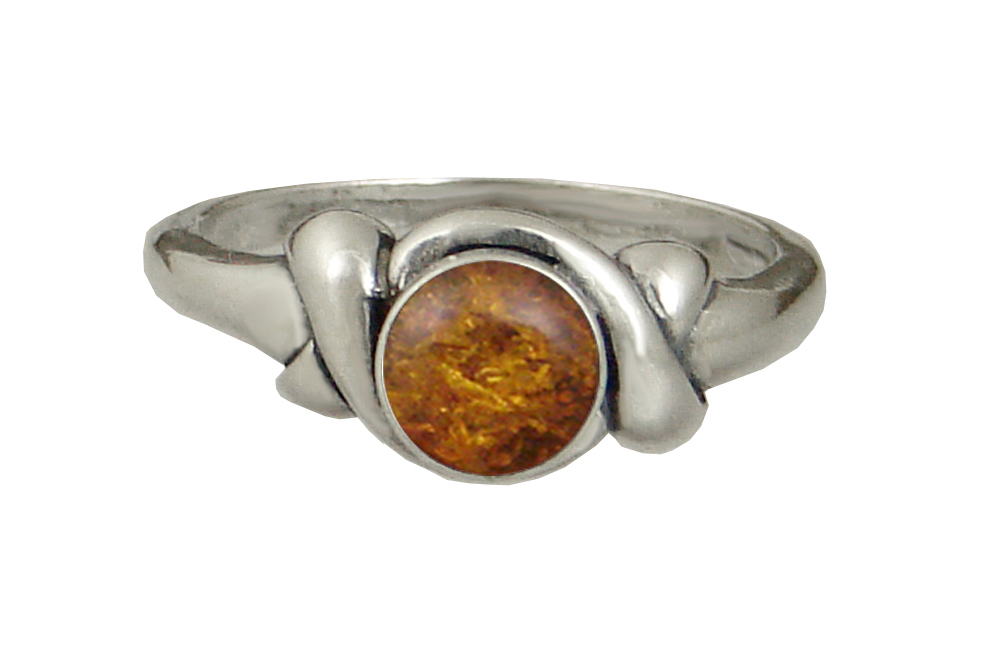 Sterling Silver Lover's Knot Ring With Amber Size 5